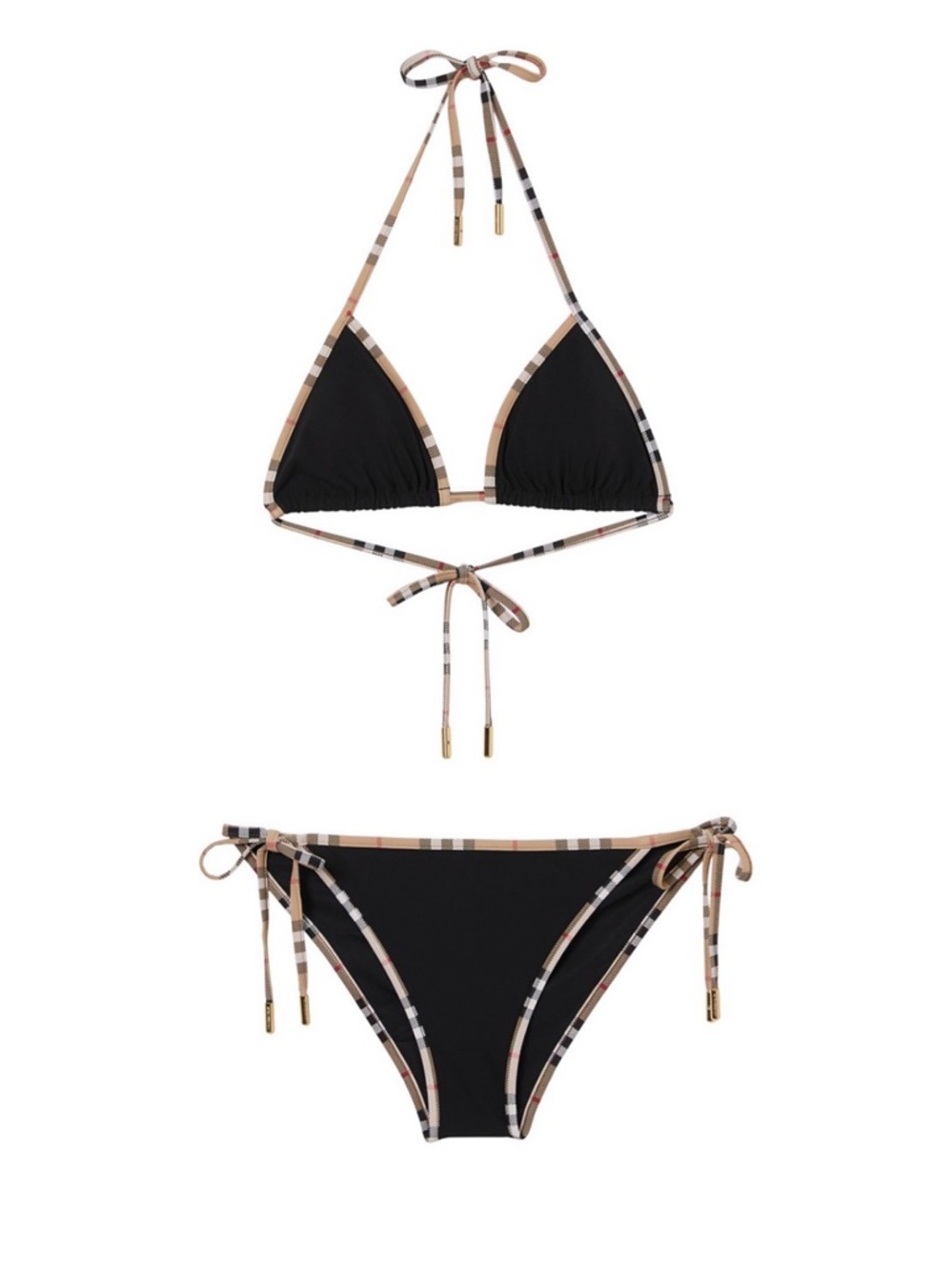 NEW WITH TAGS Burberry Black Triangle Bikini with Signature Check Trim - Picture 4 of 4
